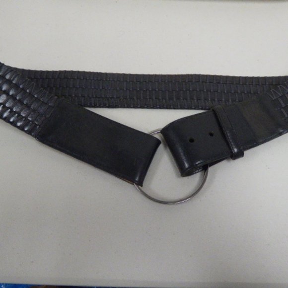 Worth black leather wide belt P 32 -36 stretch